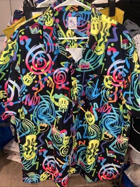 iHeartRaves Black Neon Swirl Button-Up Shirt